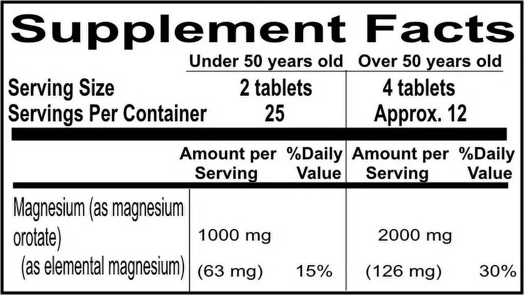 Magnesium Orotate 500 mg 50 Tablets E38074