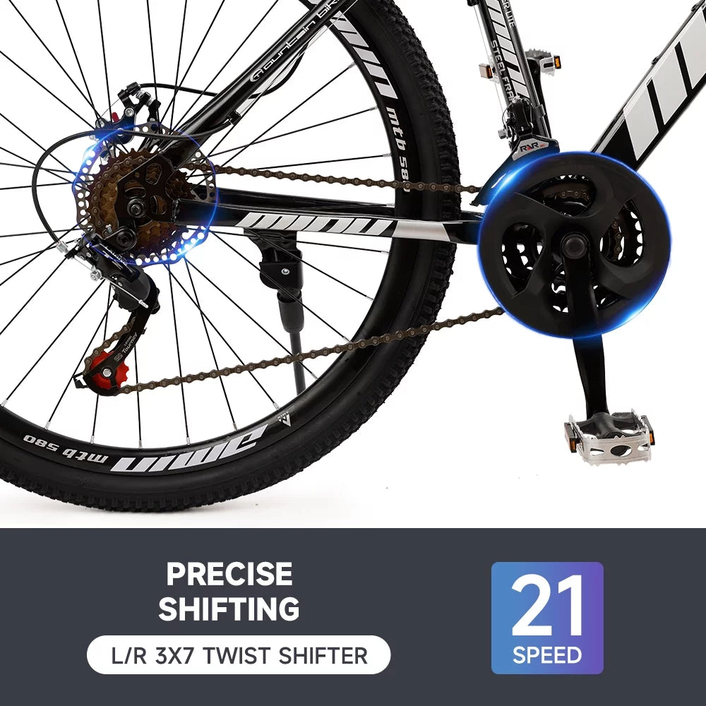 Full Suspension 21 Speed 26 inch Dual Disc Brake Mountain Bike W4996