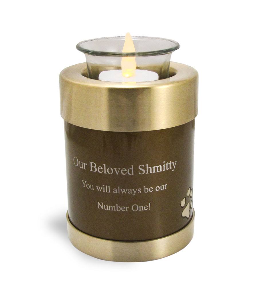 Bronze Paw Prints Tealight Candle Urn E70454