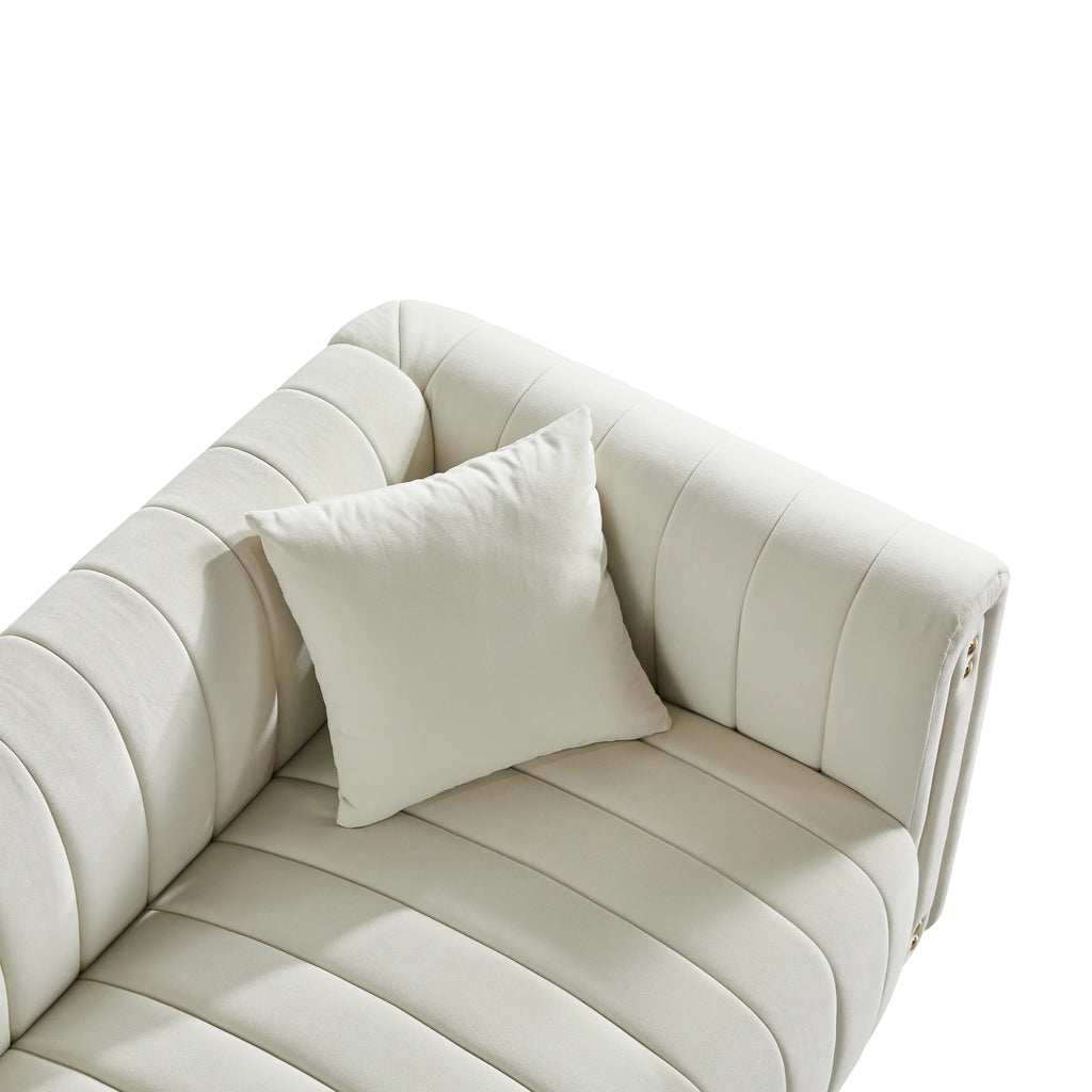 White Velvet Tufted Sofa D73908