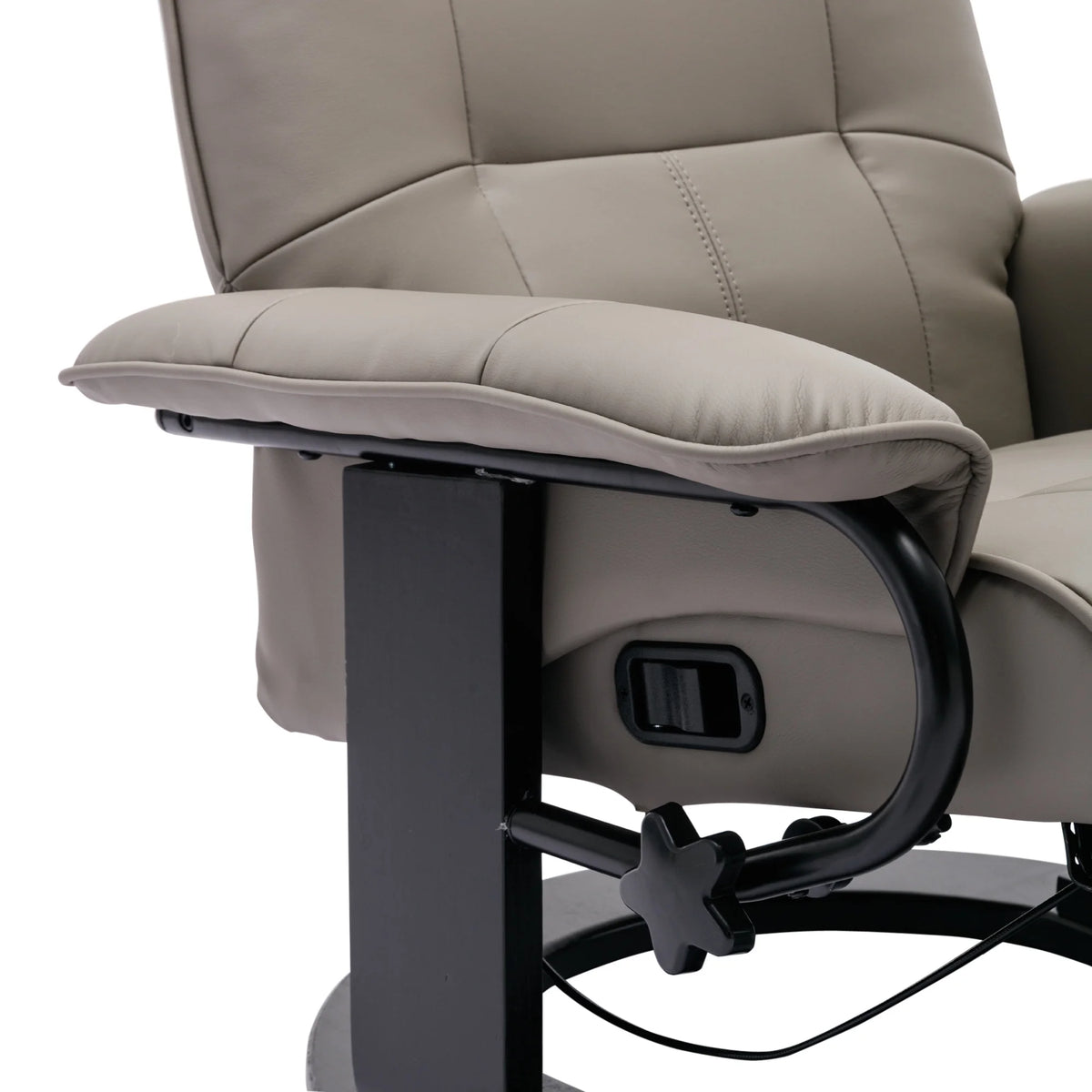 Grey Faux Leather Manual Swivel Recliner with Footrest C20539