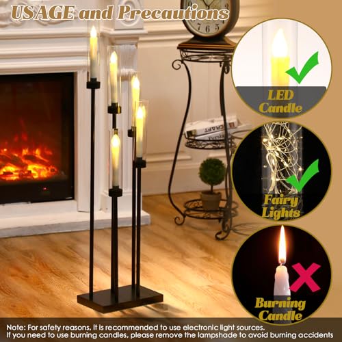 4 Pcs Black Metal Candelabra Candle Holder M398