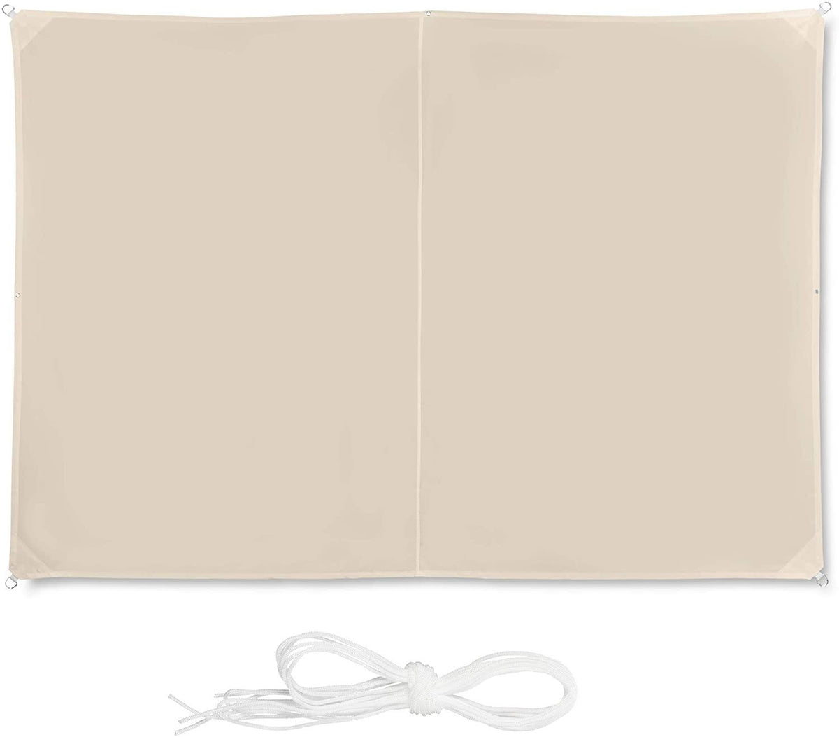 Beige Rectangular Water-Repellent Balcony Canopy with Tethers R582