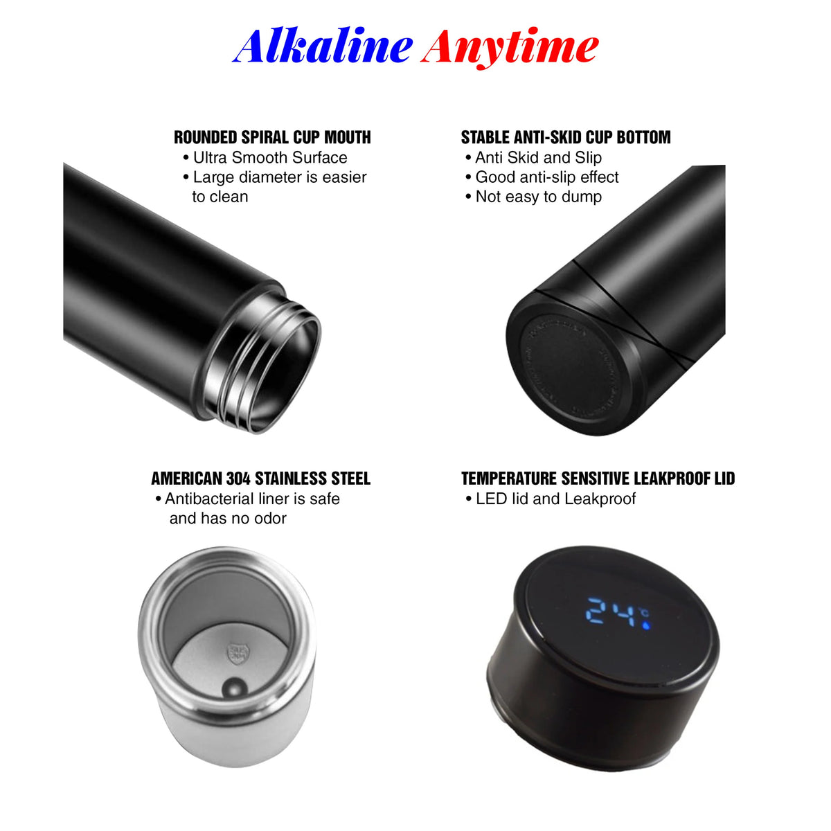 2 Lids Water Bottle with 3 Alkaline Water Pouches V277097
