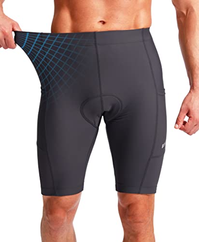 Men's Bike Shorts 3D Padded Cycling UPF 50+ Zipper Pockets N4892