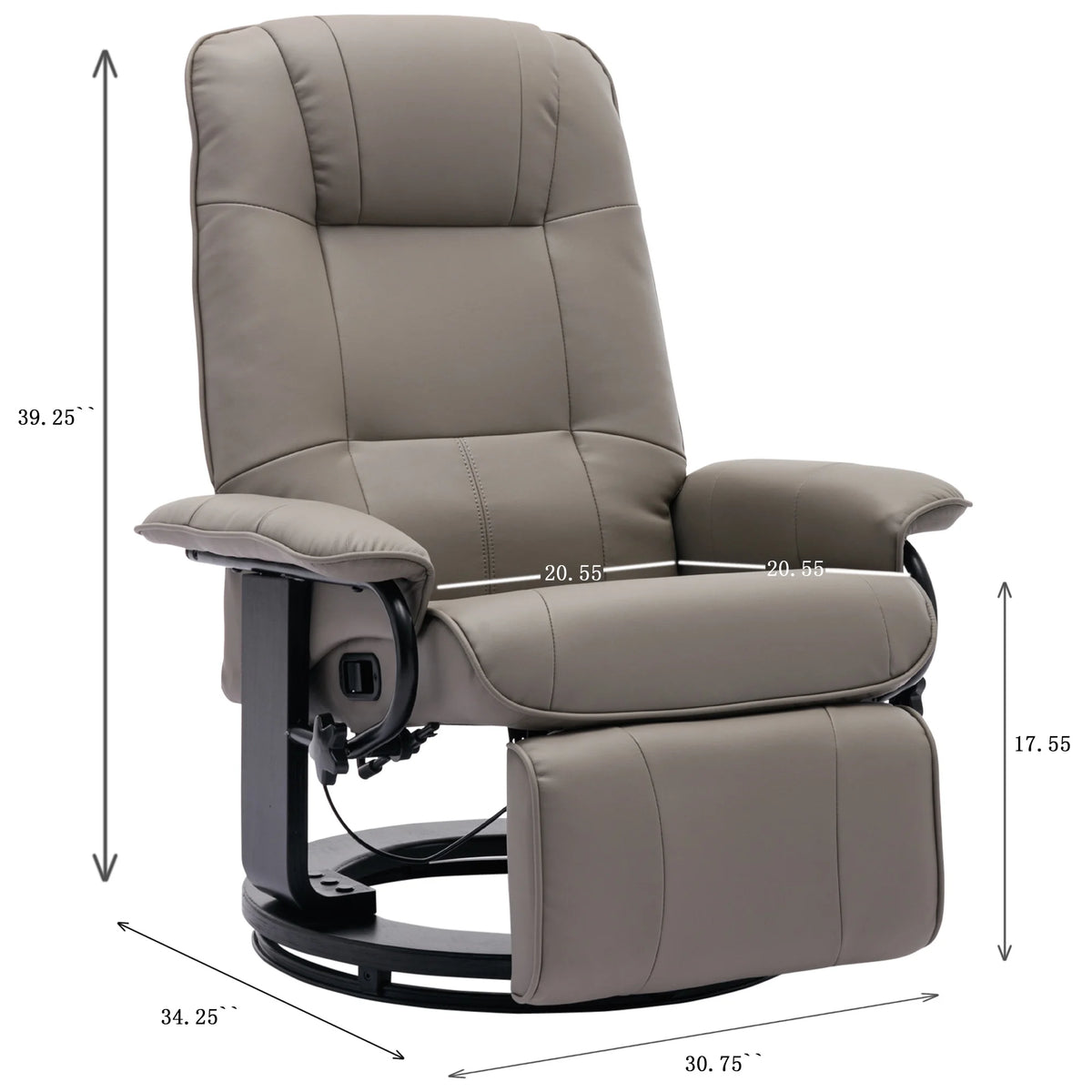Grey Faux Leather Manual Swivel Recliner with Footrest C20539