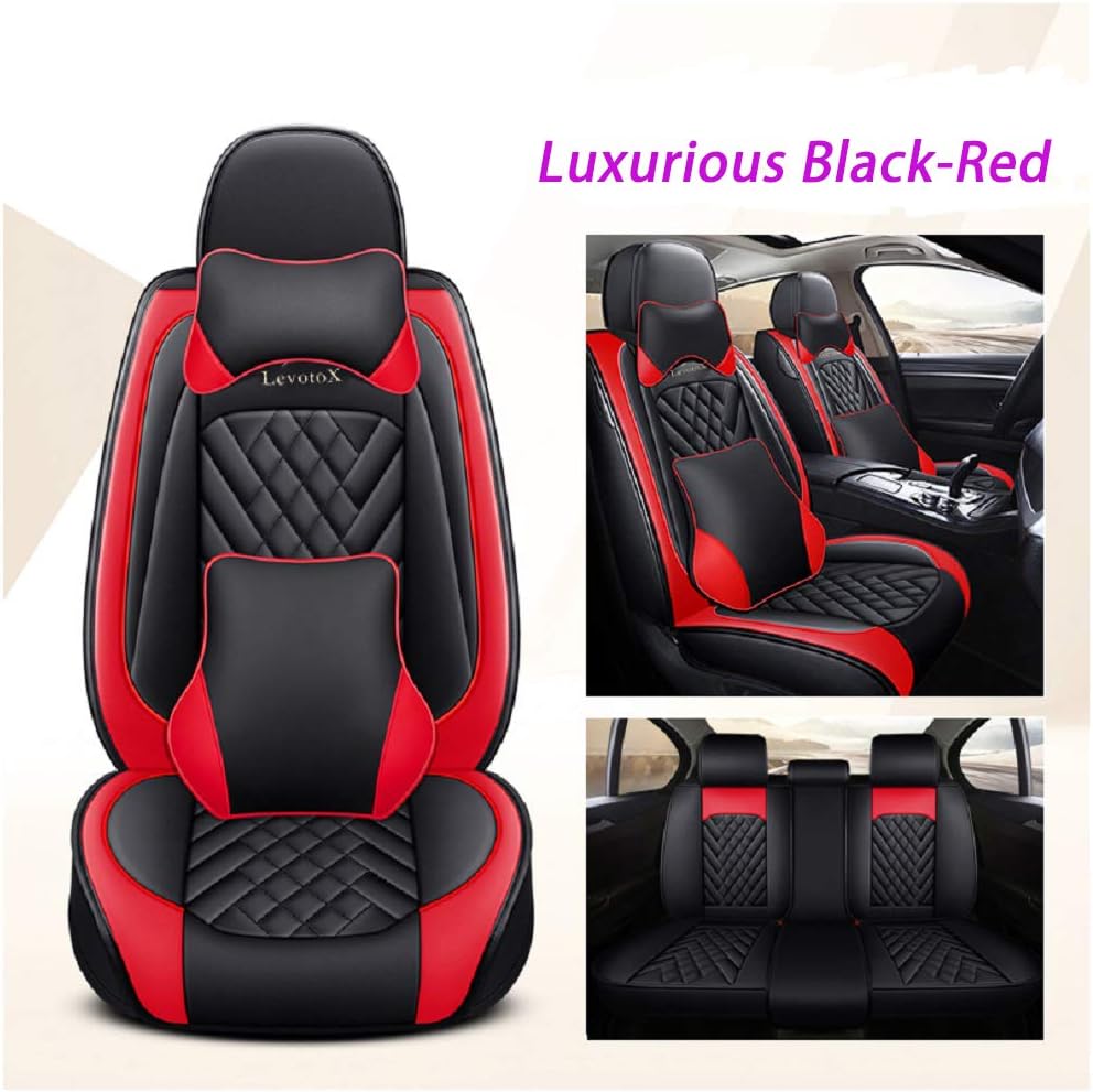 Leather Car Seat Covers 2 Seats Black-Blue S92578