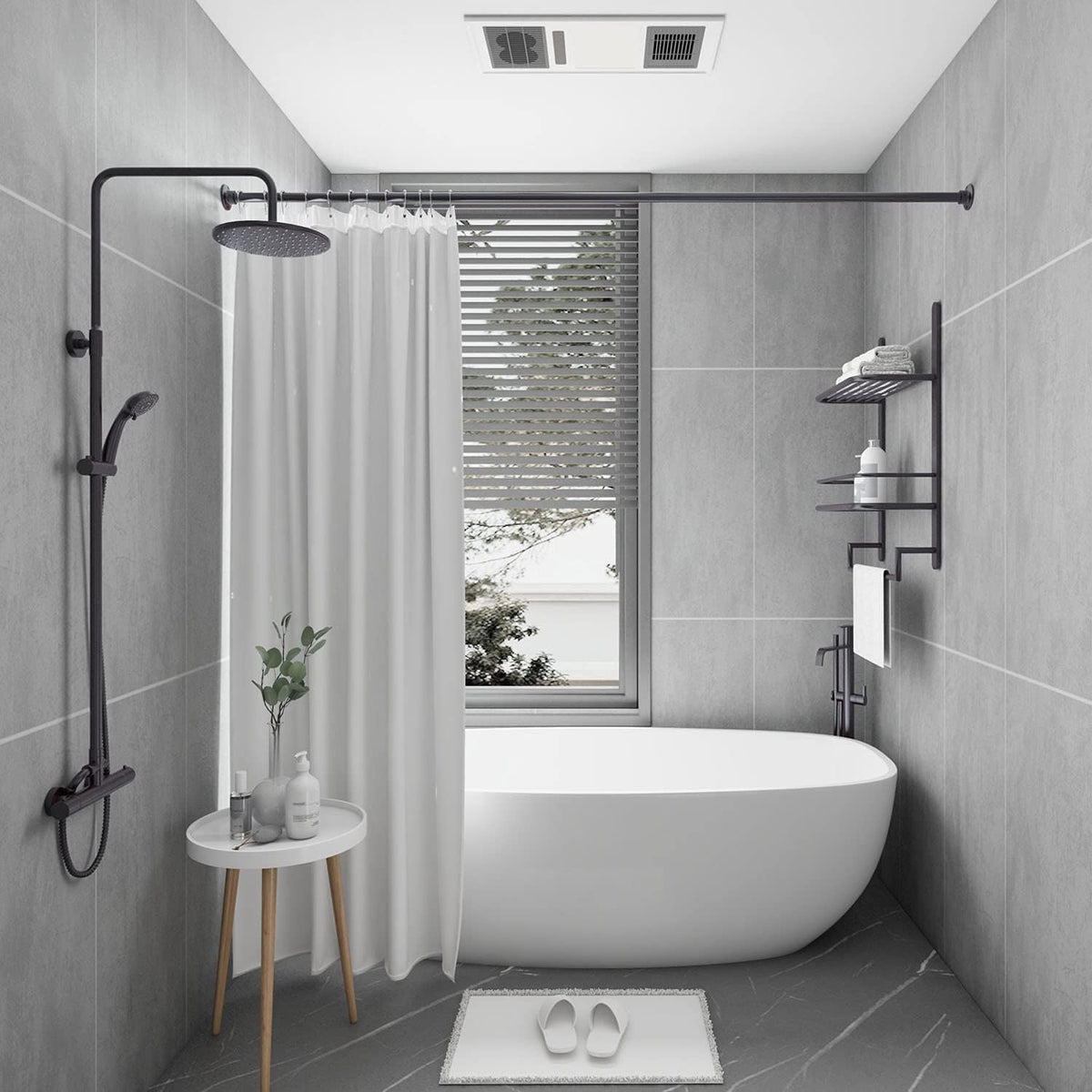 60" Aluminum Straight Shower Curtain Rod Oil Rubbed Bronze Finish H419