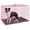 Black 48 Inch Folding Metal Dog Crate with Divider Panel H27836