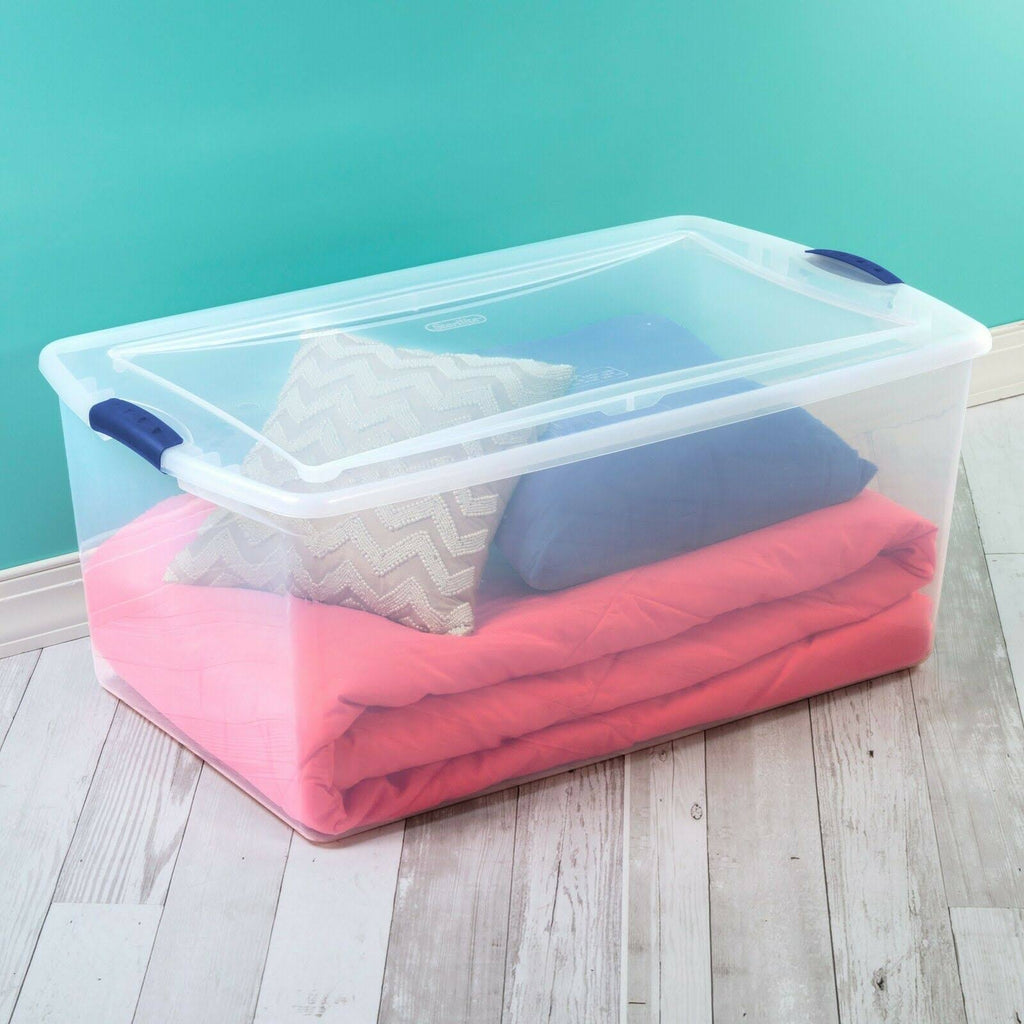 Set of 4 Large Clear Plastic Storage Containers 105 Quart E445