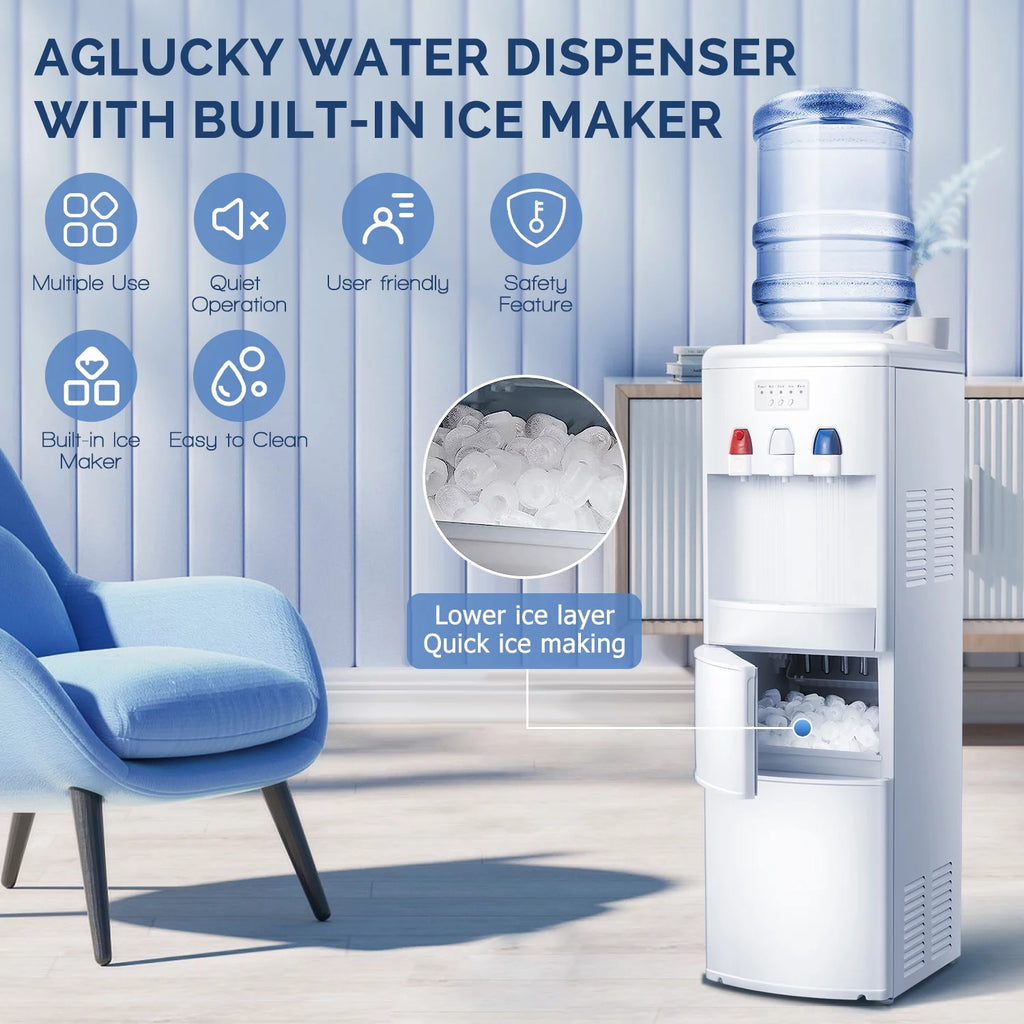 White Top Loading Water Cooler Dispenser with Ice Maker Q9749