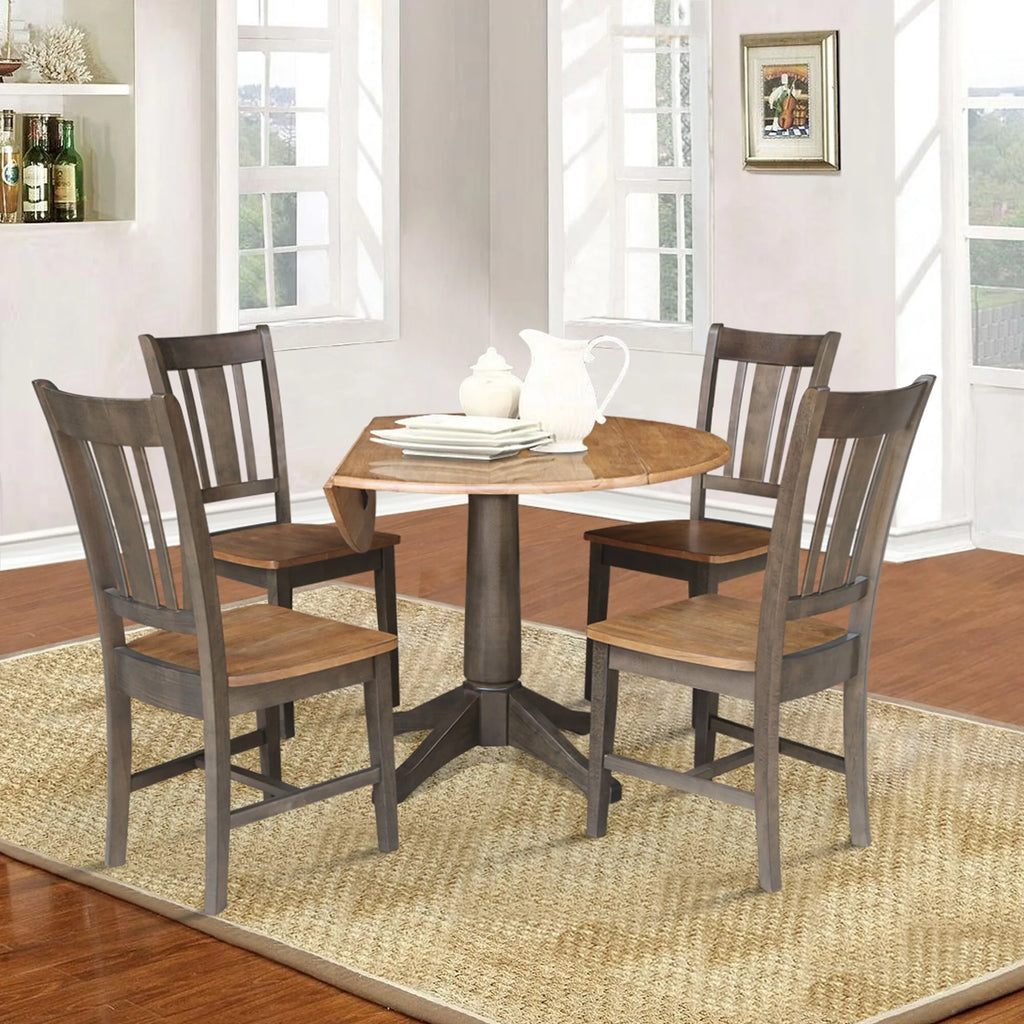 42 in. Round Drop Leaf Dining Table with 4 Chairs V78659