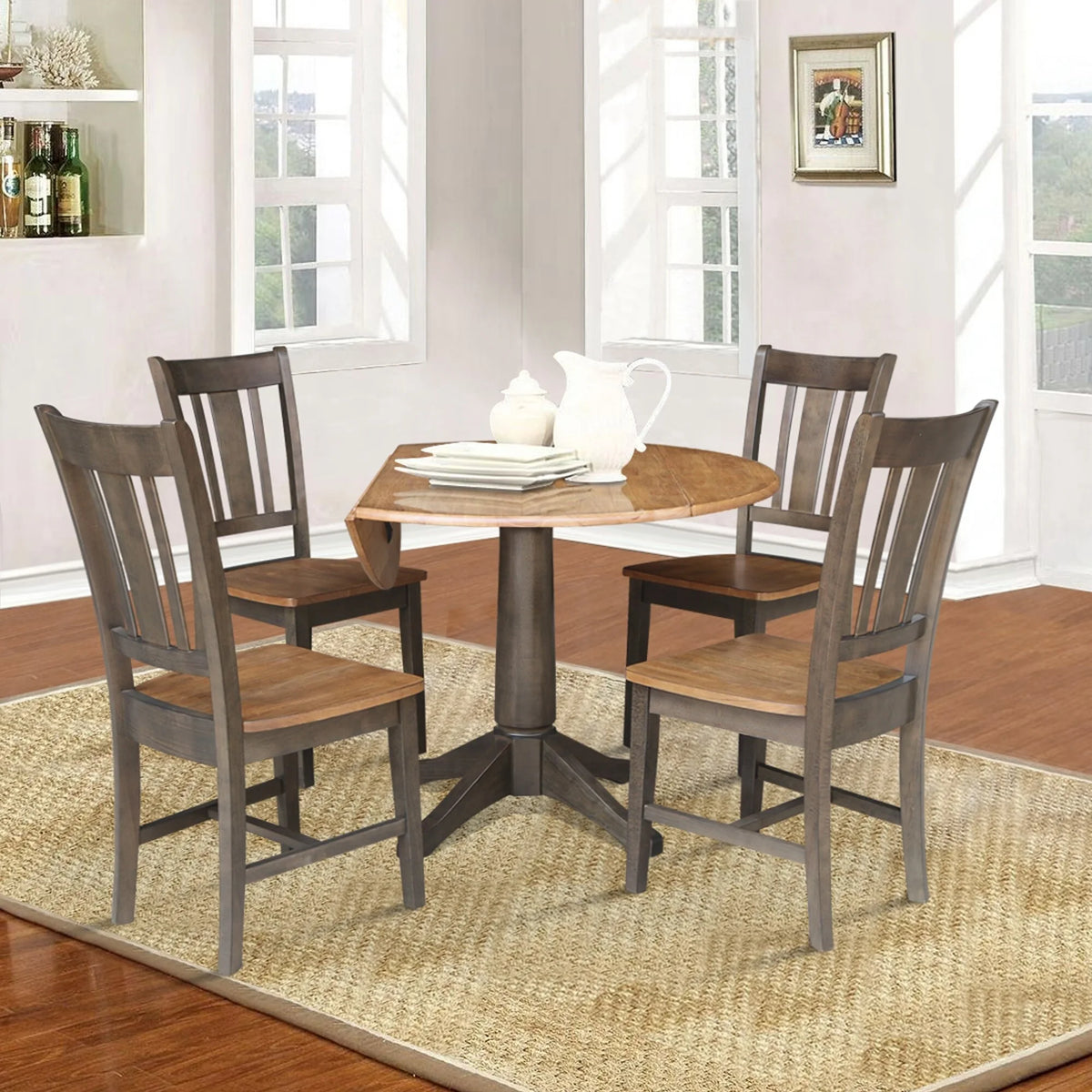 42 in. Round Drop Leaf Dining Table with 4 Chairs V78659
