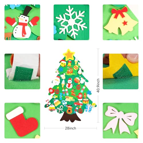 Felt Christmas Tree with Lights 38Pcs U72618