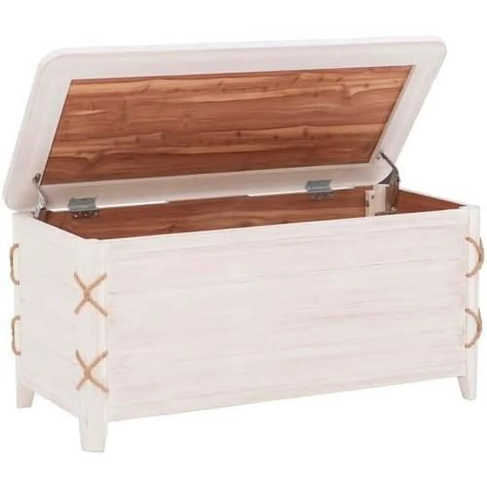 White Wood Storage Chest C35936