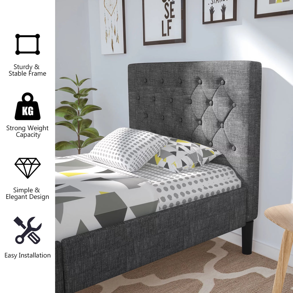Twin Upholstered Bed Frame with Headboard Y904860
