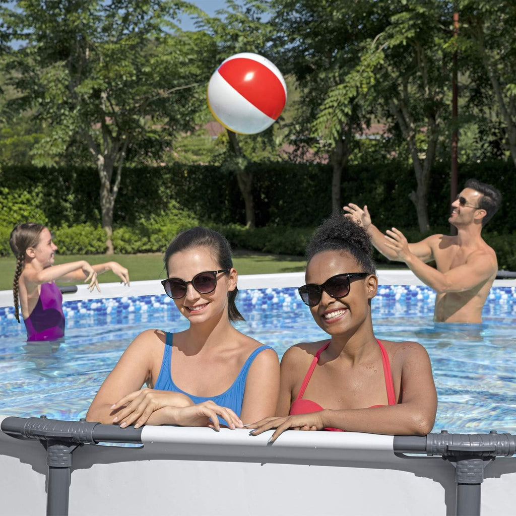 16 x 4 Foot Steel Frame Above Ground Round Swimming Pool Set with Ladder, Cover, Filter Pump C33217