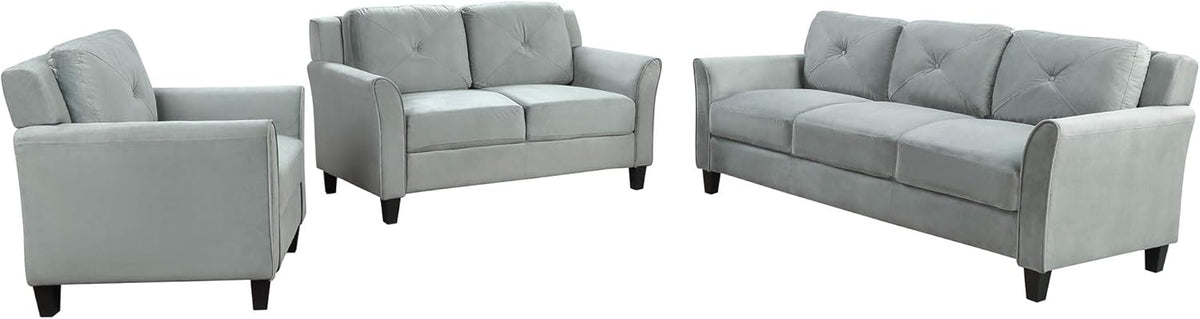 Gray 3 Piece Sofa Loveseat Chair Set U78366