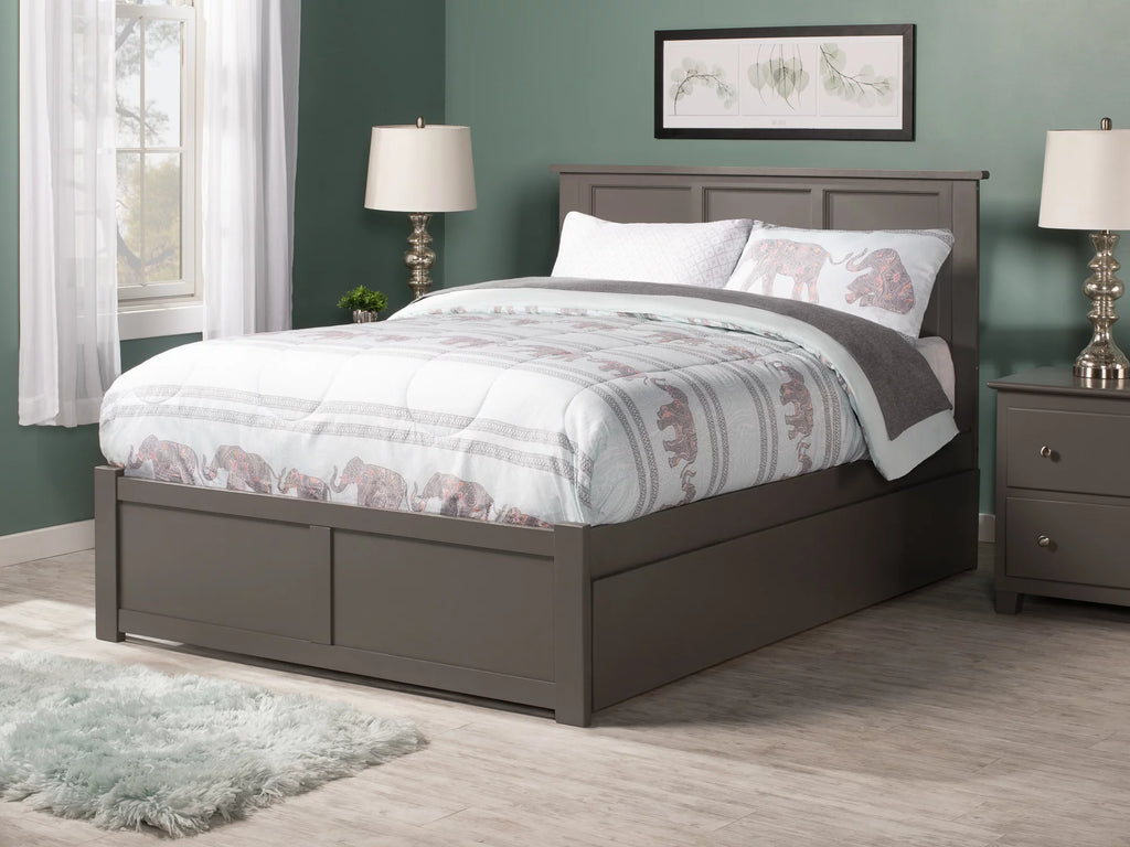 Grey Full Platform Bed with Trundle Bed R425
