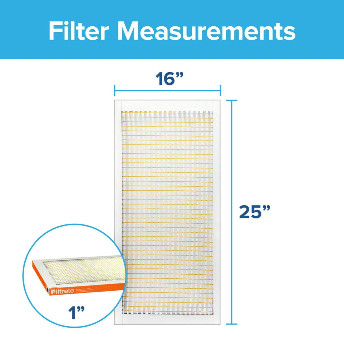 16x25x1 Air Filter, 2 Filters A729