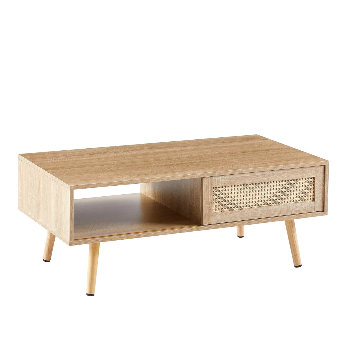 41.34" Rattan Coffee Table with Sliding Door Storage S408806
