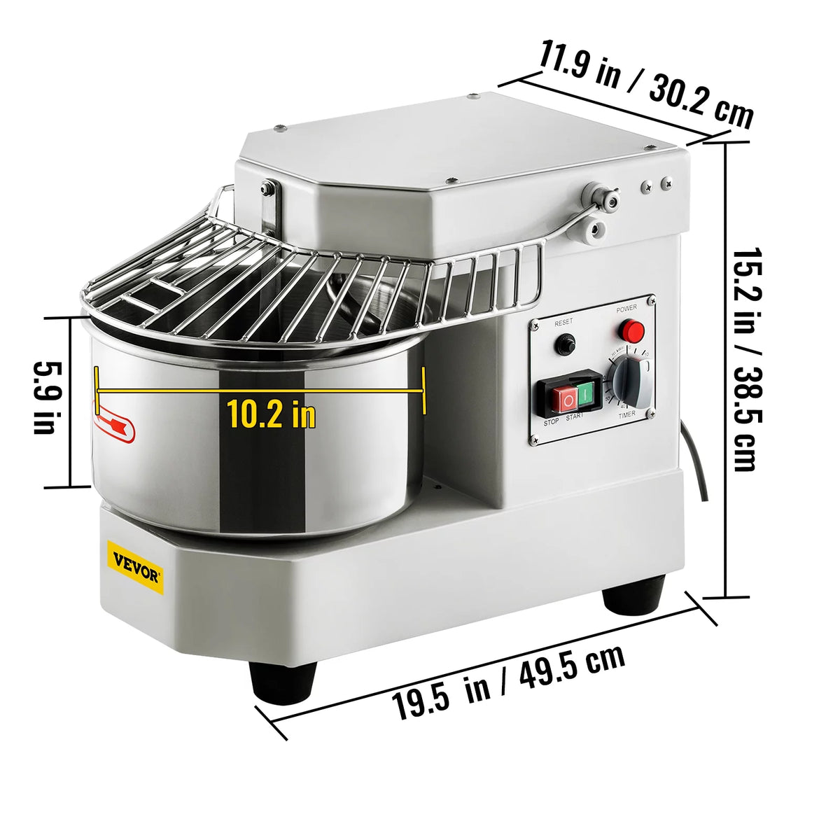 7.3Qt 450W Commercial Food Mixer with Stainless Steel Bowl T2861