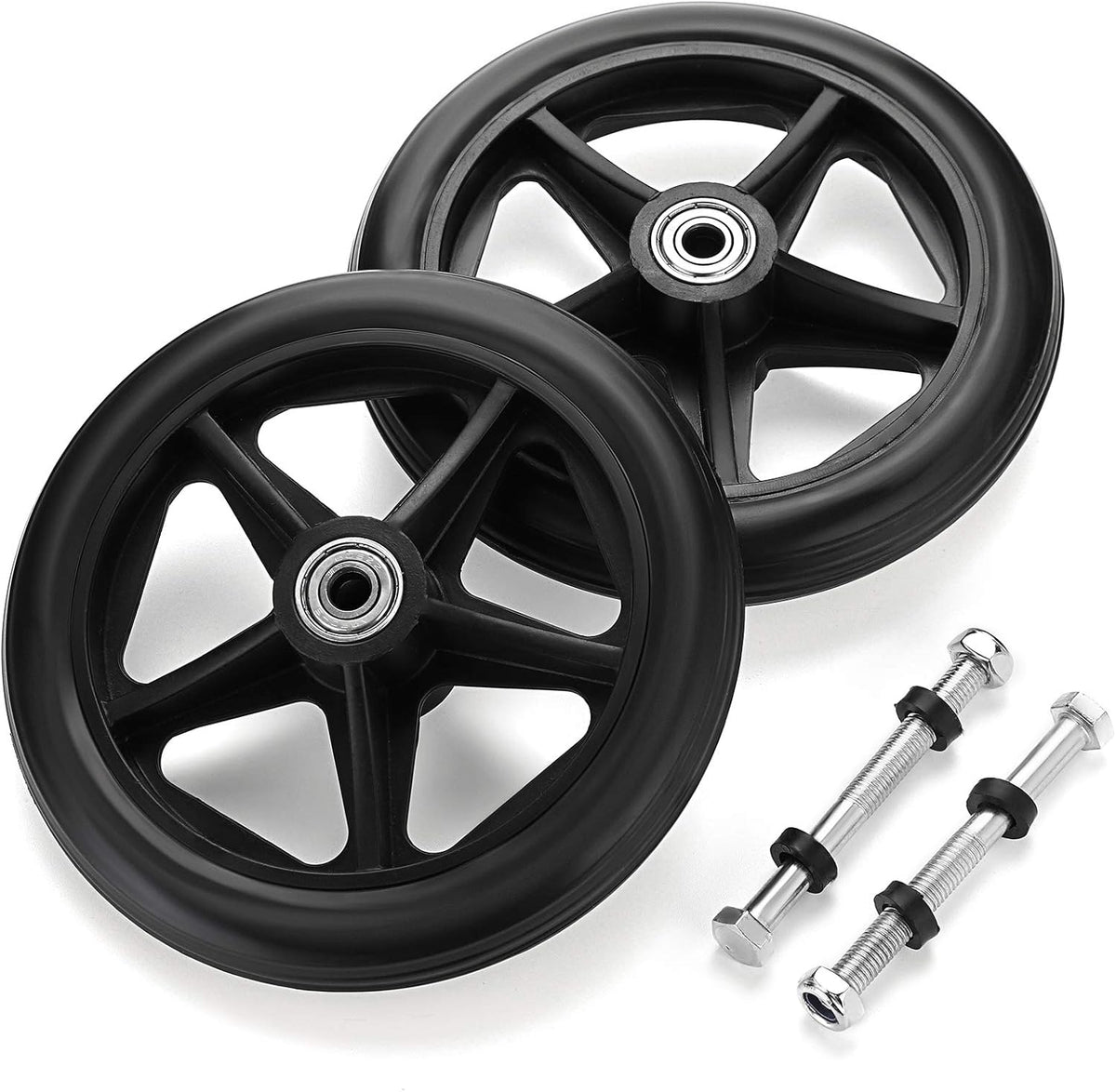 2PCS 6 Inch Rubber Wheelchair Front Wheels Replacement Casters Black A48774