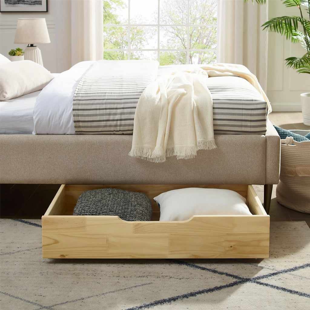 Solid Wood Under Bed Storage Drawer with 4-Wheels J390
