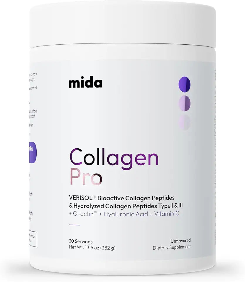 Hydrolyzed Collagen Peptides Type I & III with Vitamin C, Hyaluronic Acid, Biotin, Unflavored Protein Powder, 30 Servings K711