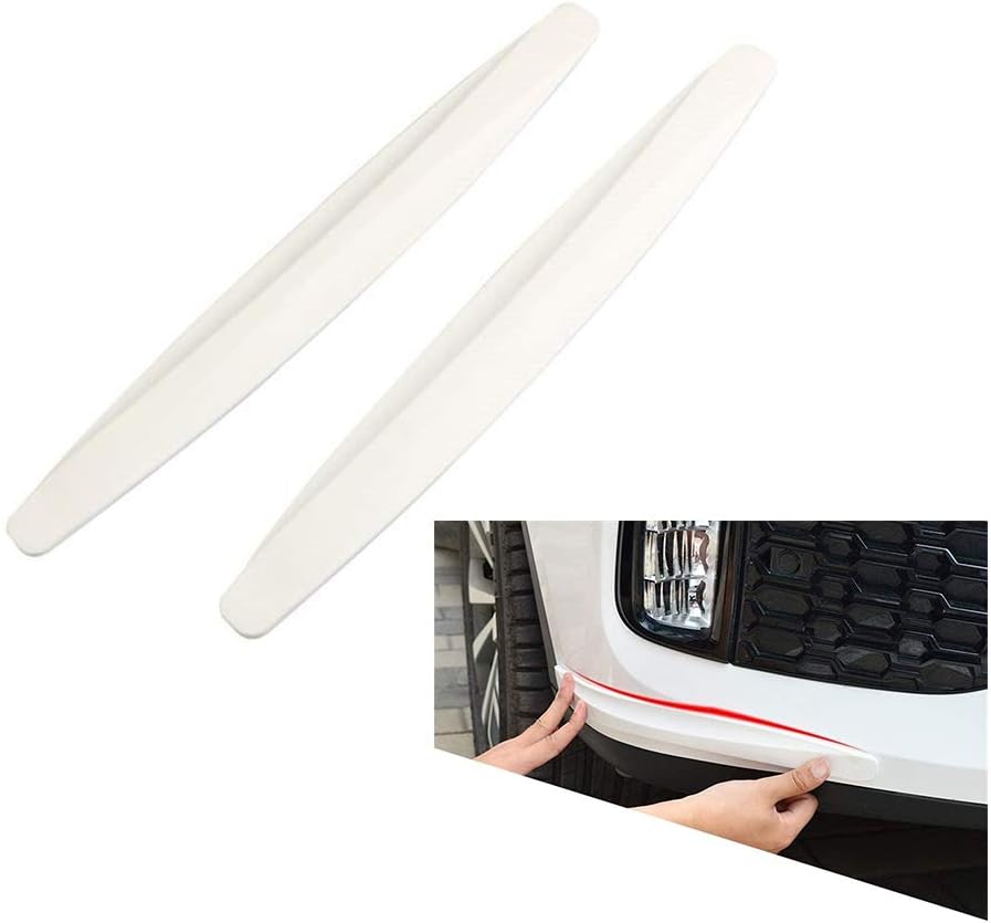 Car Front Rear Bumper Protector Anti-Collision Rubber Strips Pack of 2 White W451