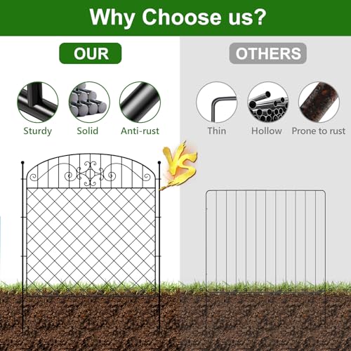 Black Rustproof Metal Garden Fence, 32 in x 11.8 ft X518482