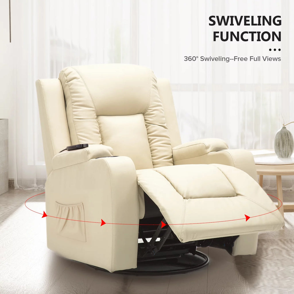 Black PU Leather Heated Massage Recliner Chair P368