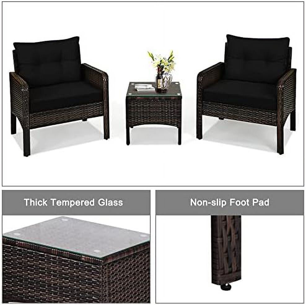 3 Piece Outdoor Rattan Sectional Sofa Set with Seat Cushions J495