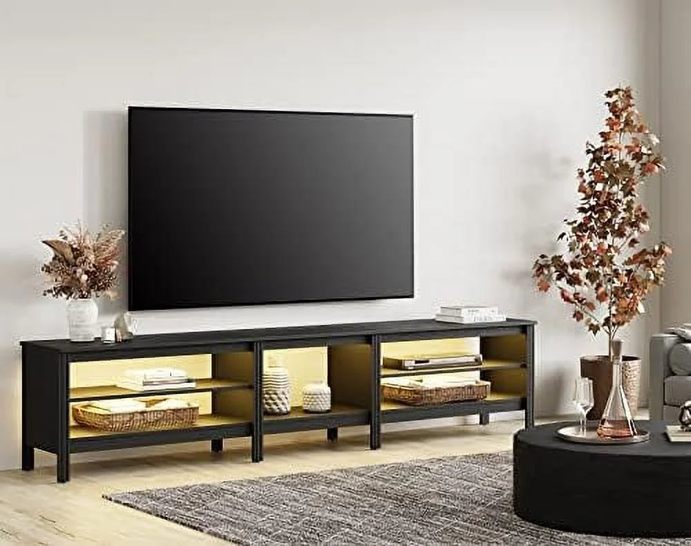 Black TV Stand with 16 Color LED up to 75 Inches N9771