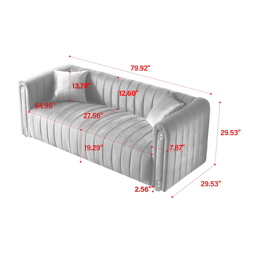 White Velvet Tufted Sofa D73908