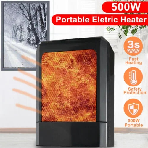 500W Mini Black Ceramic Electric Heater J2801