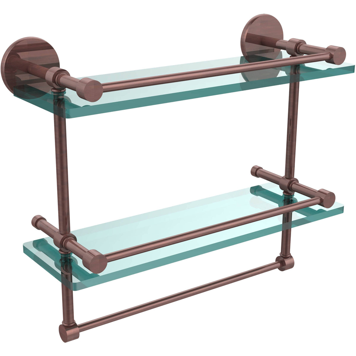 Polished Chrome Double Glass Shelf with Towel Bar B605048