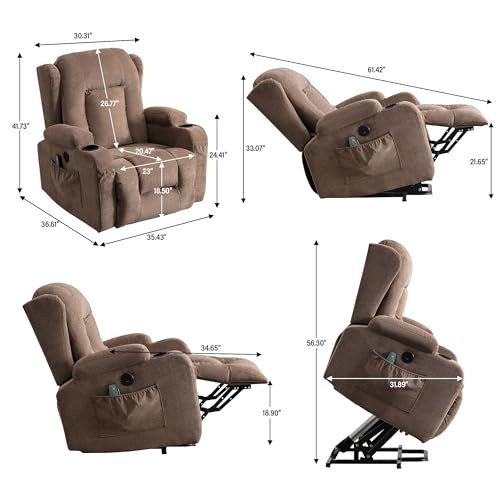 Blue Power Lift Recliner Chair with Heat and Massage C5728