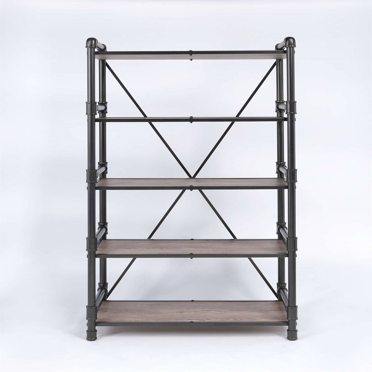 Rustic Oak & Black Bookshelf L36503
