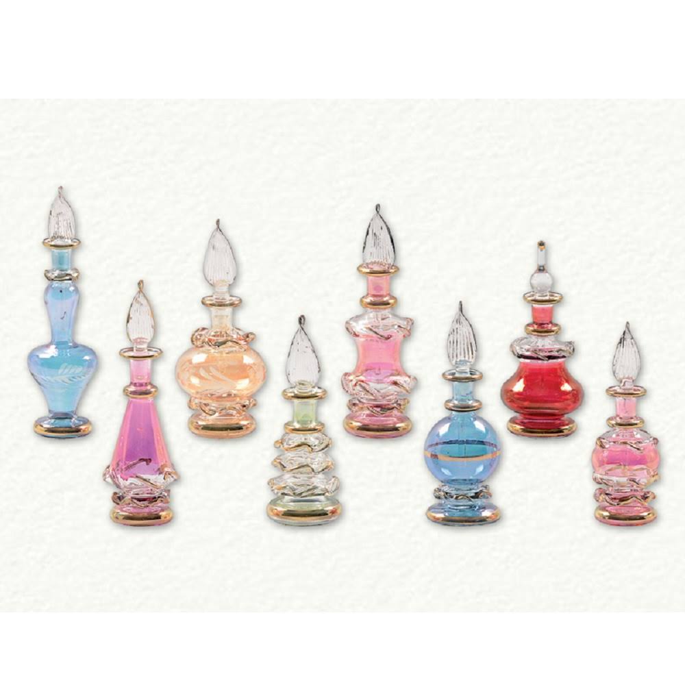 Multicolor Egyptian Blown Glass Perfume Bottles Set of 8 E1194