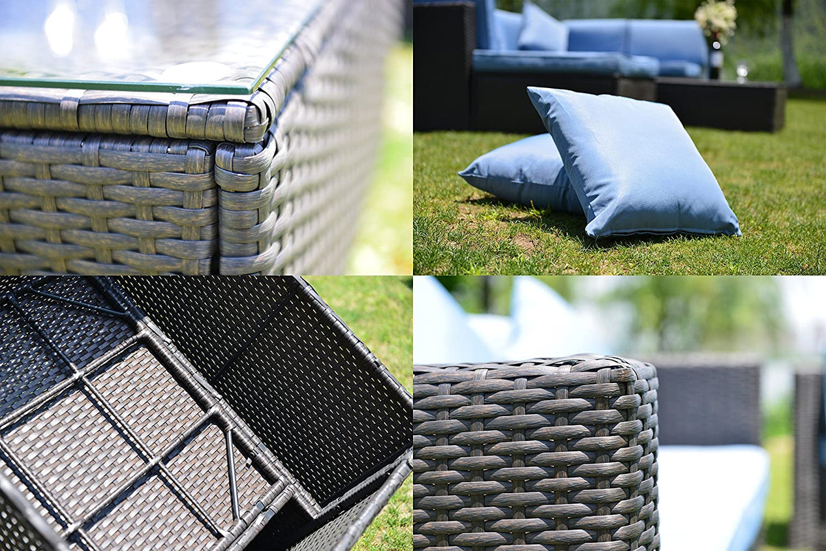 Outdoor Patio Furniture Sets Sectional Wicker Couch Sofa Seating 5PCS G997361