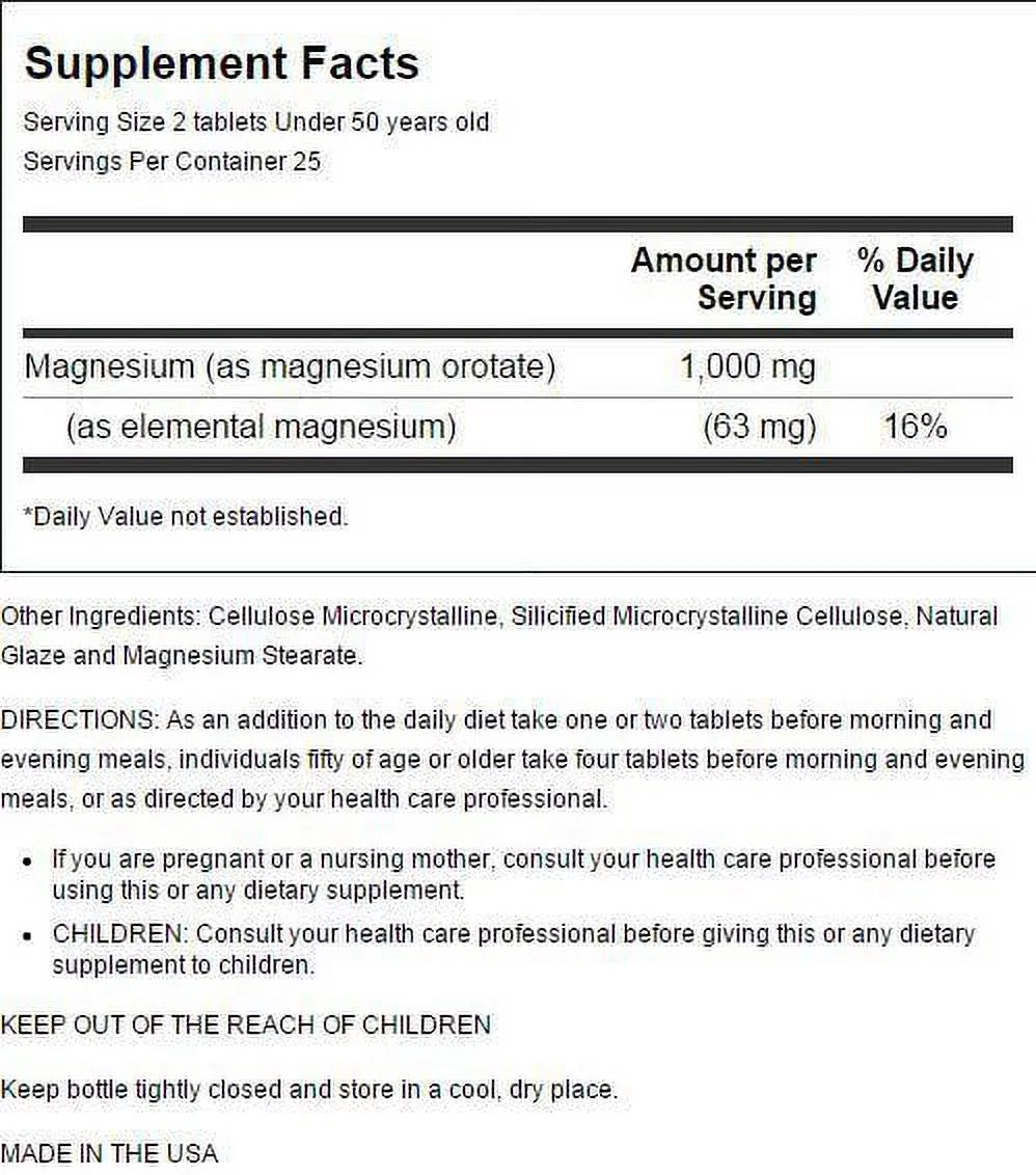 Magnesium Orotate 500 mg 50 Tablets E38074