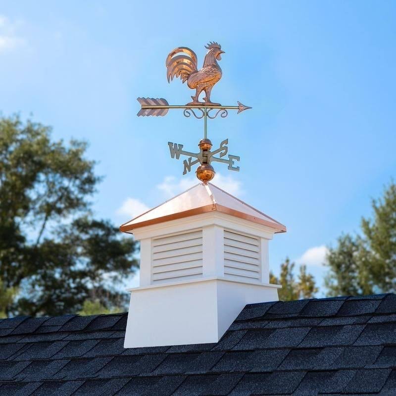 Square Vinyl Cupola with Rooster Weathervane Z754
