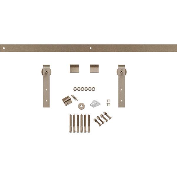 White Bronze Barn Door Hardware Set with 4' Track Q885005