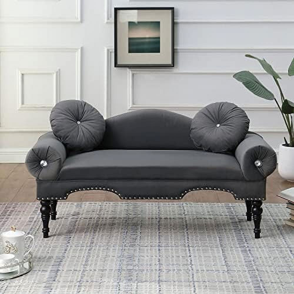 54" Velvet Tufted 2 Seater Loveseat Sofa with 2 Pillows H30651