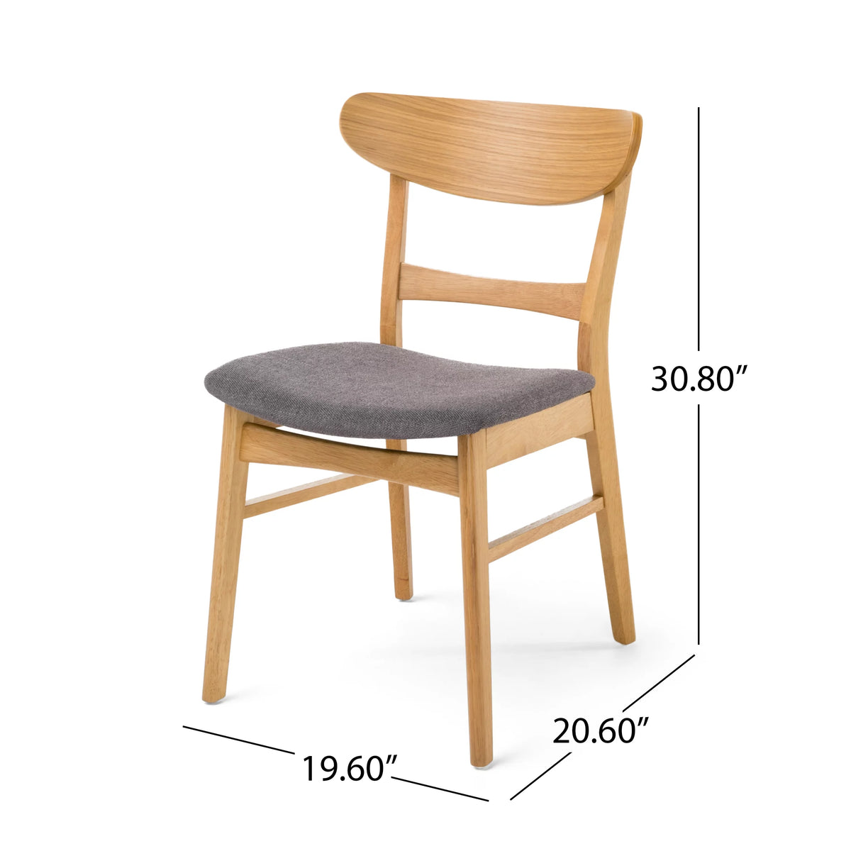 Mid Century Modern Fabric Upholstered Wood Dining Chairs, Set of 2 J985104