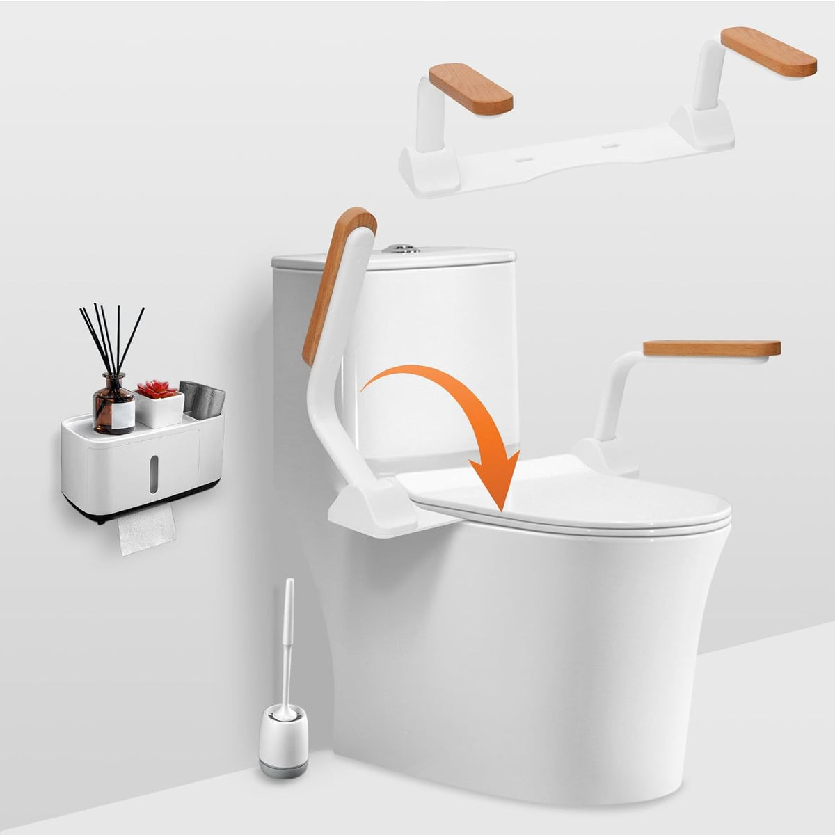 Toilet Safety Rails with Foldable Handles, Adjustable Height and Width Z875709