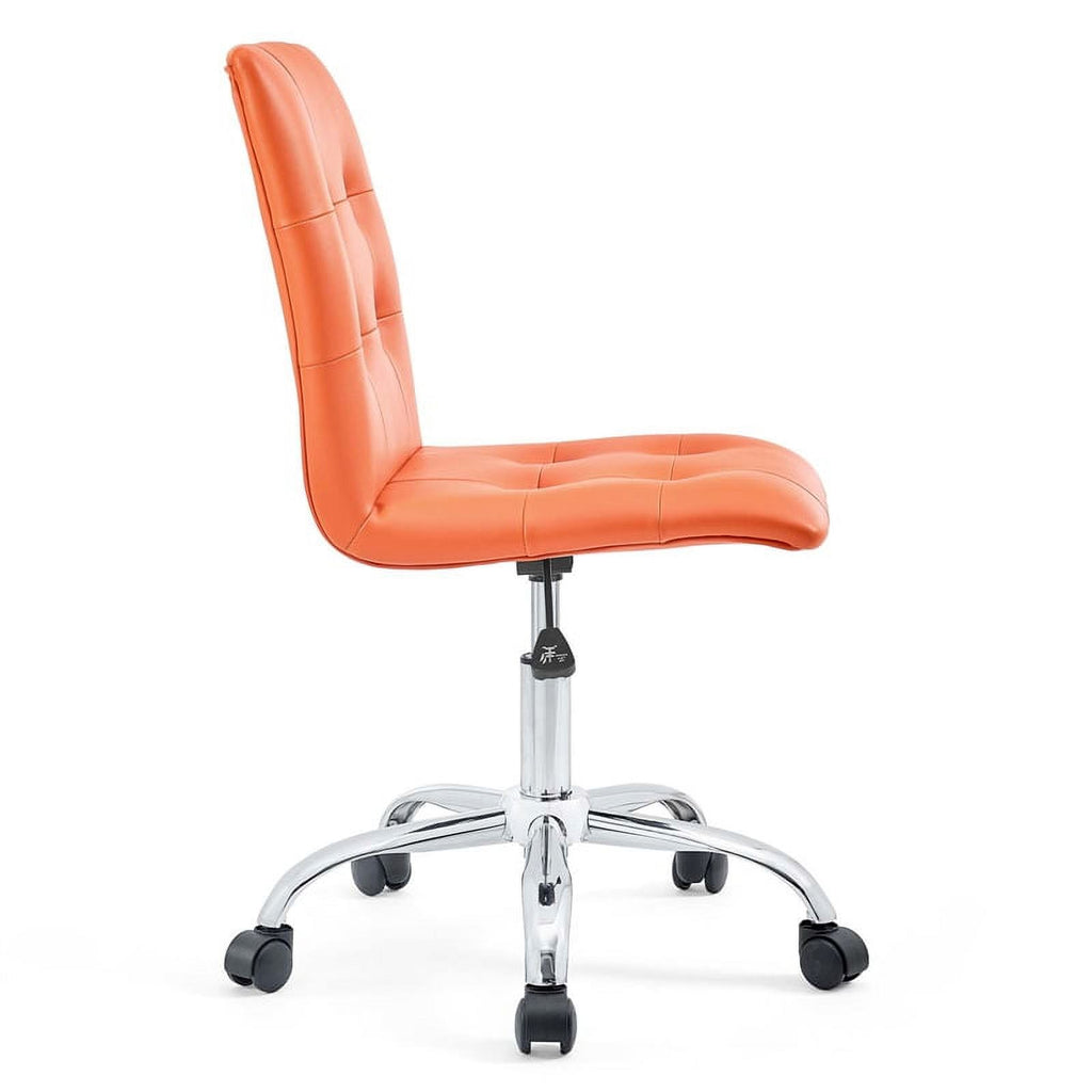 Modern Faux Leather Armless Office Chair in Orange H443
