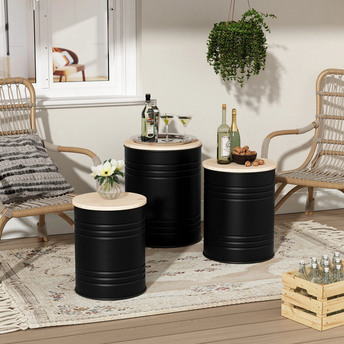 Set of 3 Round Storage Ottoman S20535