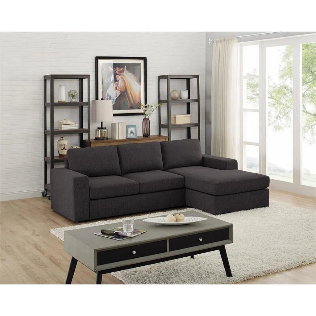 Dark Gray Fabric Sectional Sofa with Reversible Chaise R80565